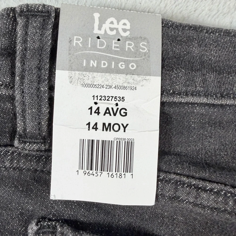 Riders by Lee Indigo Women's Fray Hem Cuffed Boyfriend Jeans Black Wash Size 14